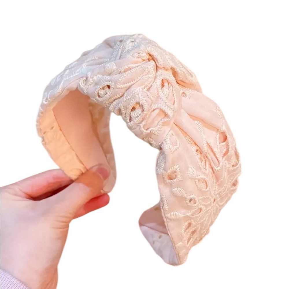 Soft Pink Floral Embroidered Headband